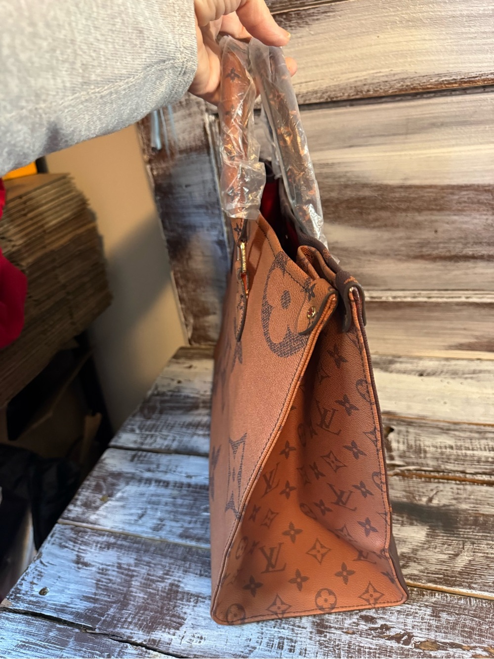Brown Monogram Large Tote Bag - Picture 3 of 9